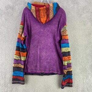 Karma Circle USA Hoodie Women's XXL Jacket Purple Upcycled Cotton  Hippie Boho